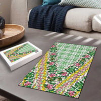 Hawaii Pikake Lokelani Plumeria Lei Puzzle Green Palaka Motifs LT05 - Polynesian Pride