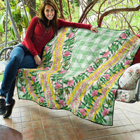 Hawaii Pikake Lokelani Plumeria Lei Quilt Green Palaka Motifs LT05 - Polynesian Pride