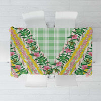 Hawaii Pikake Lokelani Plumeria Lei Tablecloth Green Palaka Motifs LT05 Green - Polynesian Pride