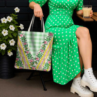 Hawaii Pikake Lokelani Plumeria Lei Tote Bag Green Palaka Motifs LT05 - Polynesian Pride
