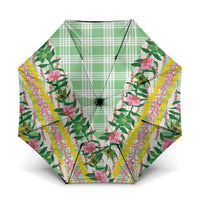 Hawaii Pikake Lokelani Plumeria Lei Umbrella Green Palaka Motifs LT05 One Size Folded 11.42 inch Opened Diameter 37.4 inch Green - Polynesian Pride