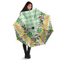 Hawaii Pikake Lokelani Plumeria Lei Umbrella Green Palaka Motifs LT05 - Polynesian Pride