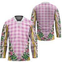 Hawaii Pikake Lokelani Plumeria Lei Hockey Jersey Pink Palaka Motifs
