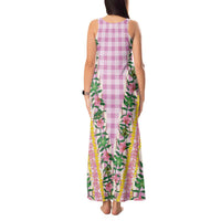 Hawaii Pikake Lokelani Plumeria Lei Tank Maxi Dress Pink Palaka Motifs