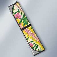 Hawaii Pikake Lokelani Plumeria Lei Auto Sun Shade Yellow Palaka Motifs