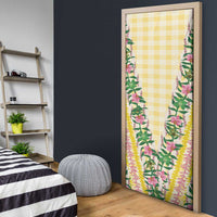 Hawaii Pikake Lokelani Plumeria Lei Door Cover Yellow Palaka Motifs