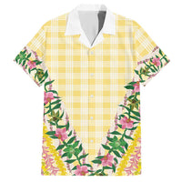Hawaii Pikake Lokelani Plumeria Lei Hawaiian Shirt Yellow Palaka Motifs