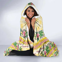 Hawaii Pikake Lokelani Plumeria Lei Hooded Blanket Yellow Palaka Motifs LT05 - Polynesian Pride