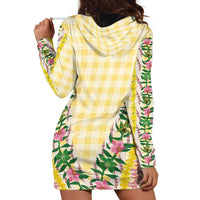Hawaii Pikake Lokelani Plumeria Lei Hoodie Dress Yellow Palaka Motifs