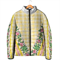 Hawaii Pikake Lokelani Plumeria Lei Padded Jacket Yellow Palaka Motifs LT05 - Polynesian Pride