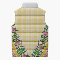 Hawaii Pikake Lokelani Plumeria Lei Sleeveless Puffer Jacket Yellow Palaka Motifs LT05 - Polynesian Pride