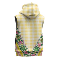 Hawaii Pikake Lokelani Plumeria Lei Sleeveless Zip Hoodie Yellow Palaka Motifs