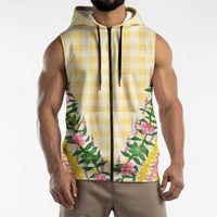 Hawaii Pikake Lokelani Plumeria Lei Sleeveless Zip Hoodie Yellow Palaka Motifs