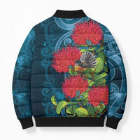 New Zealand Matariki Piwakawaka Bomber Puffer Jacket Maori Koru With Pohutukawa Flowers