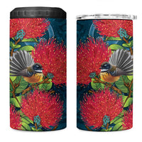 New Zealand Matariki Piwakawaka 4 in 1 Can Cooler Tumbler Maori Koru With Pohutukawa Flowers