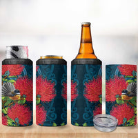 New Zealand Matariki Piwakawaka 4 in 1 Can Cooler Tumbler Maori Koru With Pohutukawa Flowers