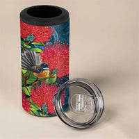 New Zealand Matariki Piwakawaka 4 in 1 Can Cooler Tumbler Maori Koru With Pohutukawa Flowers