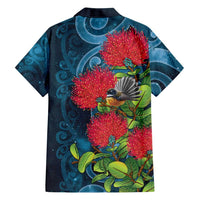 New Zealand Matariki Piwakawaka Family Matching Long Sleeve Bodycon Dress and Hawaiian Shirt Maori Koru With Pohutukawa Flowers