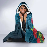 New Zealand Matariki Piwakawaka Hooded Blanket Maori Koru With Pohutukawa Flowers
