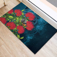 New Zealand Matariki Piwakawaka Rubber Doormat Maori Koru With Pohutukawa Flowers