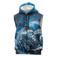 New Zealand Matariki Sleeveless Zip Hoodie Pigeon Kereru Maori Fern Art