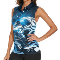 New Zealand Matariki Women Sleeveless Polo Shirt Pigeon Kereru Maori Fern Art