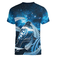 New Zealand Matariki Women V-Neck T-Shirt Pigeon Kereru Maori Fern Art