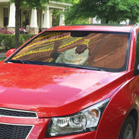 Hawaii King Kamehameha Auto Sun Shade Hawaiian Kakau Pattern With Leis