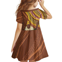 Hawaii King Kamehameha Family Matching Off Shoulder Short Dress and Hawaiian Shirt Hawaiian Kakau Pattern With Leis