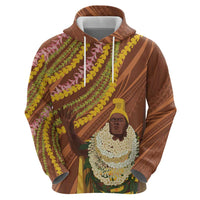 Hawaii King Kamehameha Hoodie Hawaiian Kakau Pattern With Leis LT05 - Polynesian Pride