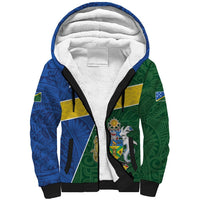 Personalised Solomon Islands Independence Day Sherpa Hoodie With Coat Of Arms LT05 Unisex Green - Polynesian Pride