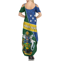 Personalised Solomon Islands Independence Day Summer Maxi Dress With Coat Of Arms