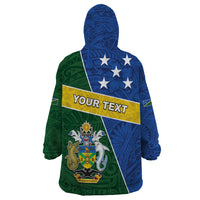 Personalised Solomon Islands Independence Day Wearable Blanket Hoodie With Coat Of Arms LT05 - Polynesian Pride