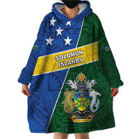 Personalised Solomon Islands Independence Day Wearable Blanket Hoodie With Coat Of Arms LT05 - Polynesian Pride