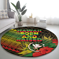 Hawaii Born and Raised Round Carpet Kanaka Maoli Flag Day