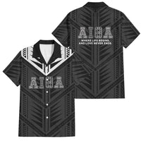 Samoa Aiga Family Matching Short Sleeve Bodycon Dress and Hawaiian Shirt Samoan Tribal Pattern LT05 Dad's Shirt - Short Sleeve Black - Polynesian Pride