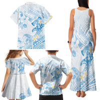 Polynesia Hammerhead Shark Family Matching Tank Maxi Dress and Hawaiian Shirt Tropical Flowers Tribal Pattern Blue LT05 - Polynesian Pride