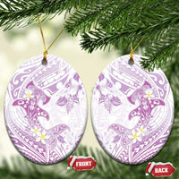 Polynesia Hammerhead Shark Ceramic Ornament Tropical Flowers Tribal Pattern Lavender