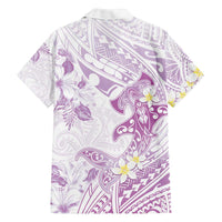 Polynesia Hammerhead Shark Family Matching Off Shoulder Short Dress and Hawaiian Shirt Tropical Flowers Tribal Pattern Lavender LT05 - Polynesian Pride