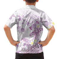 Polynesia Hammerhead Shark Hawaiian Shirt Tropical Flowers Tribal Pattern Lavender