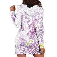 Polynesia Hammerhead Shark Hoodie Dress Tropical Flowers Tribal Pattern Lavender