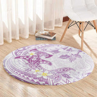 Polynesia Hammerhead Shark Round Carpet Tropical Flowers Tribal Pattern Lavender LT05 - Polynesian Pride