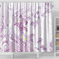 Polynesia Hammerhead Shark Shower Curtain Tropical Flowers Tribal Pattern Lavender