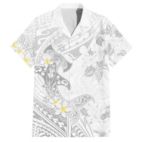 Polynesia Hammerhead Shark Family Matching Off The Shoulder Long Sleeve Dress and Hawaiian Shirt Tropical Flowers Tribal Pattern White LT05 Dad's Shirt - Short Sleeve White - Polynesian Pride