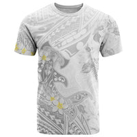 Polynesia Hammerhead Shark T Shirt Tropical Flowers Tribal Pattern White
