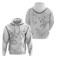 Polynesia Hammerhead Shark Zip Hoodie Tropical Flowers Tribal Pattern White LT05 - Polynesian Pride