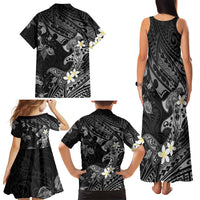 Polynesia Hammerhead Shark Family Matching Tank Maxi Dress and Hawaiian Shirt Tropical Flowers Tribal Pattern Black LT05 - Polynesian Pride