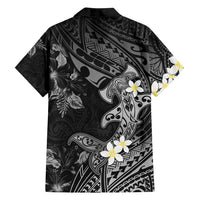 Polynesia Hammerhead Shark Family Matching Tank Maxi Dress and Hawaiian Shirt Tropical Flowers Tribal Pattern Black LT05 - Polynesian Pride