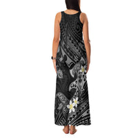 Polynesia Hammerhead Shark Family Matching Tank Maxi Dress and Hawaiian Shirt Tropical Flowers Tribal Pattern Black LT05 - Polynesian Pride