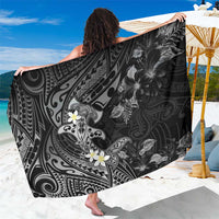 Polynesia Hammerhead Shark Sarong Tropical Flowers Tribal Pattern Black LT05 One Size 44 x 66 inches Black - Polynesian Pride
